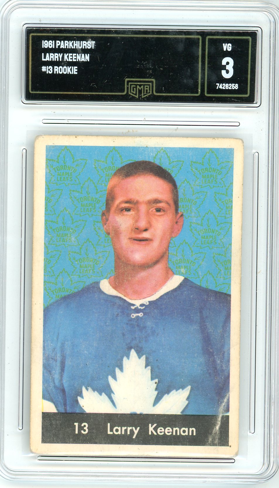 1961 Parkhurst Larry Keenan Graded Rookie Card #13 GMA 3