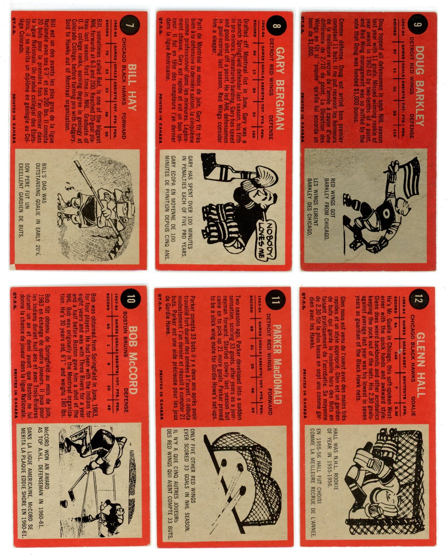 1964/65 Topps NHL Hockey "Tall Boys" Complete Set (110 Cards) VG/EX+ Condition