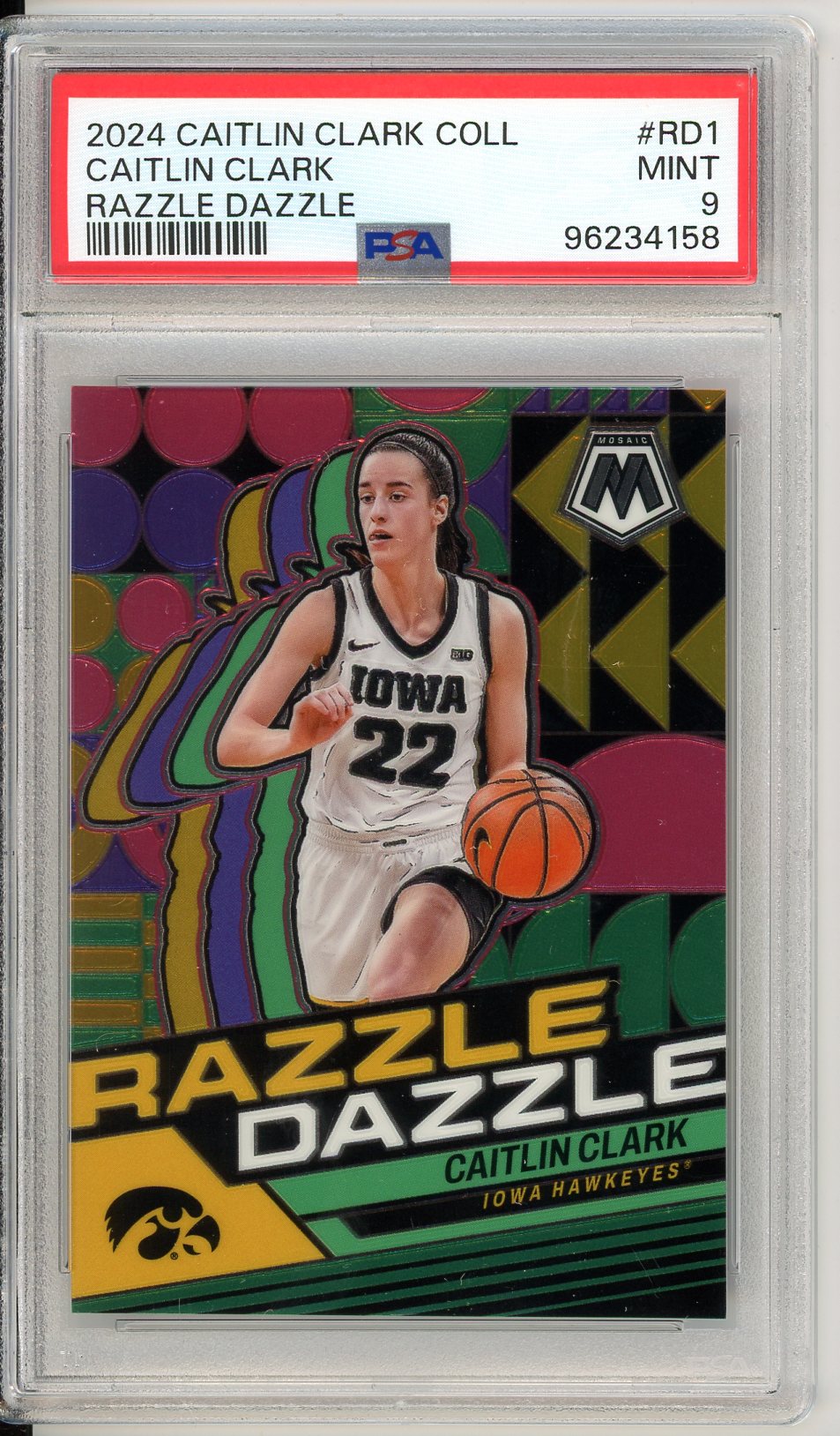 2024 Panini Caitlin Clark Collection Graded Rookie Card Razzle Dazzle #RD1 PSA 9