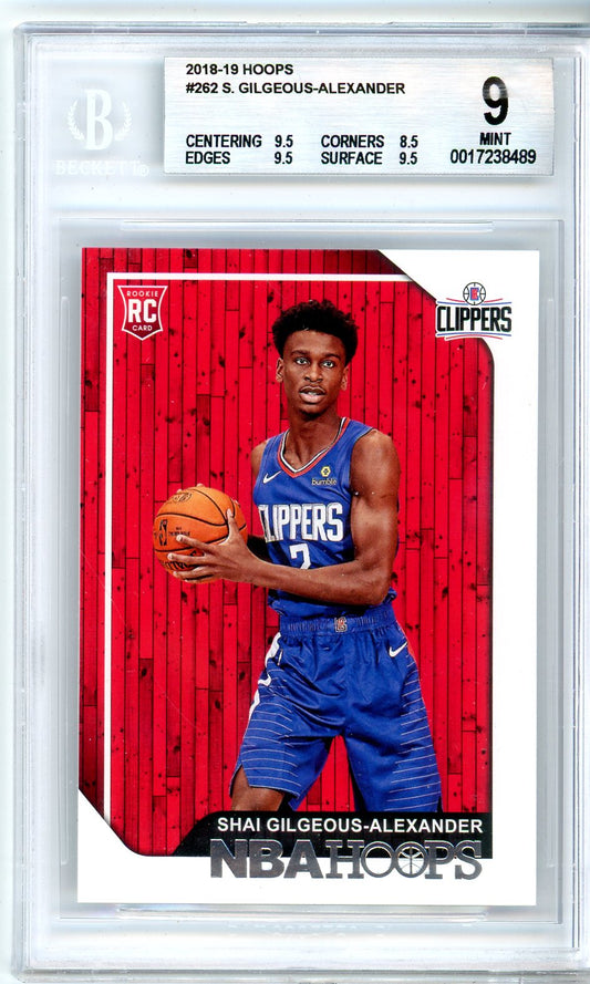 2018/19 NBA Hoops Shai Gilgeous-Alexander Graded Rookie Card #262 BGS 9