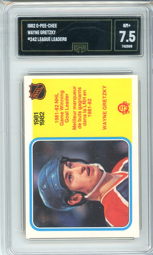1982 OPC Wayne Gretzky #242 League Leaders Graded Hockey Card GMA 7.5