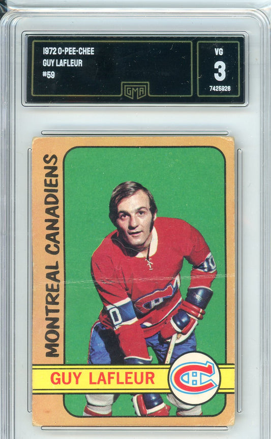 1972 OPC Guy LaFleur #59 Graded Hockey Card GMA 3