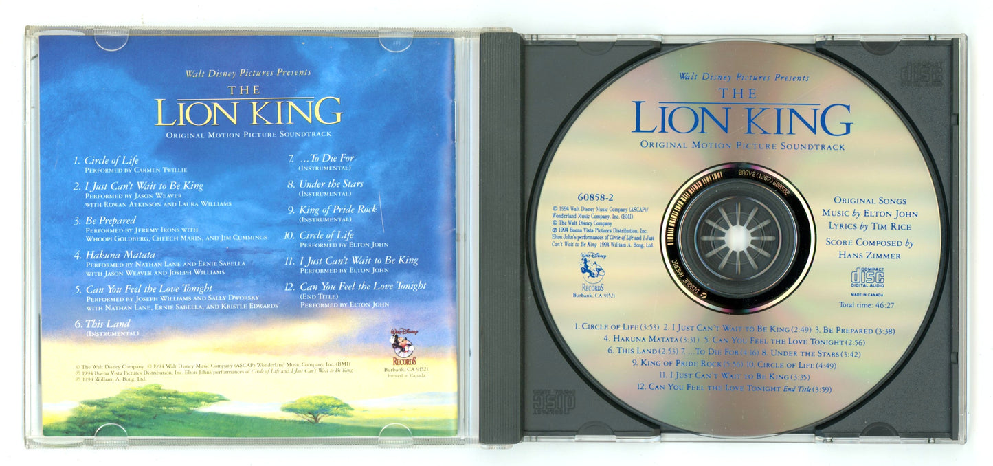 The Lion King (1994) Motion Picture Soundtrack Vintage CD