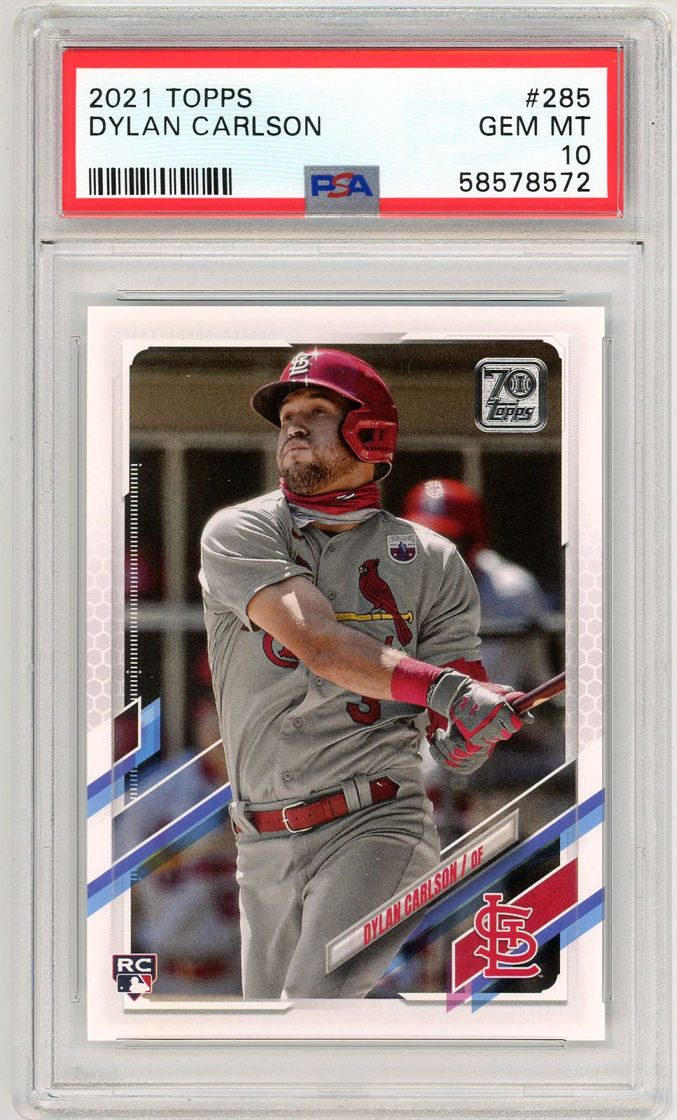 2021 Topps Dylan Carlson Graded Card #285 PSA 10