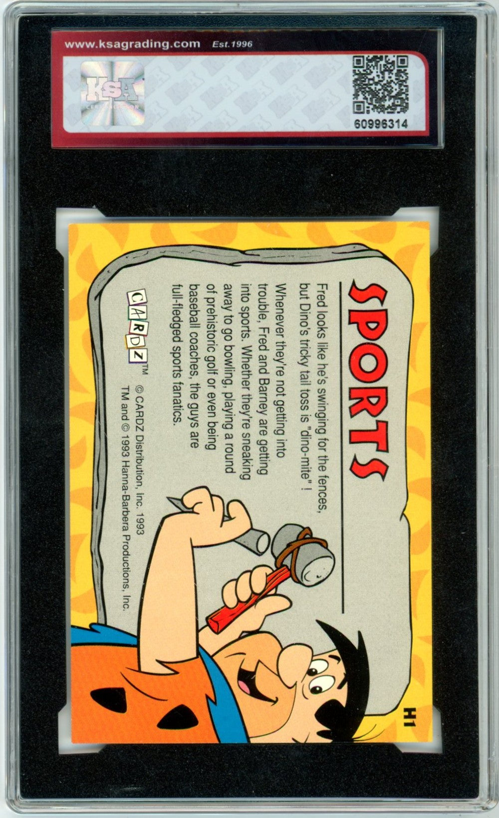 1993 Cardz The Flintstones "Sports" #H1 Hologram Graded Card KSA 8.5