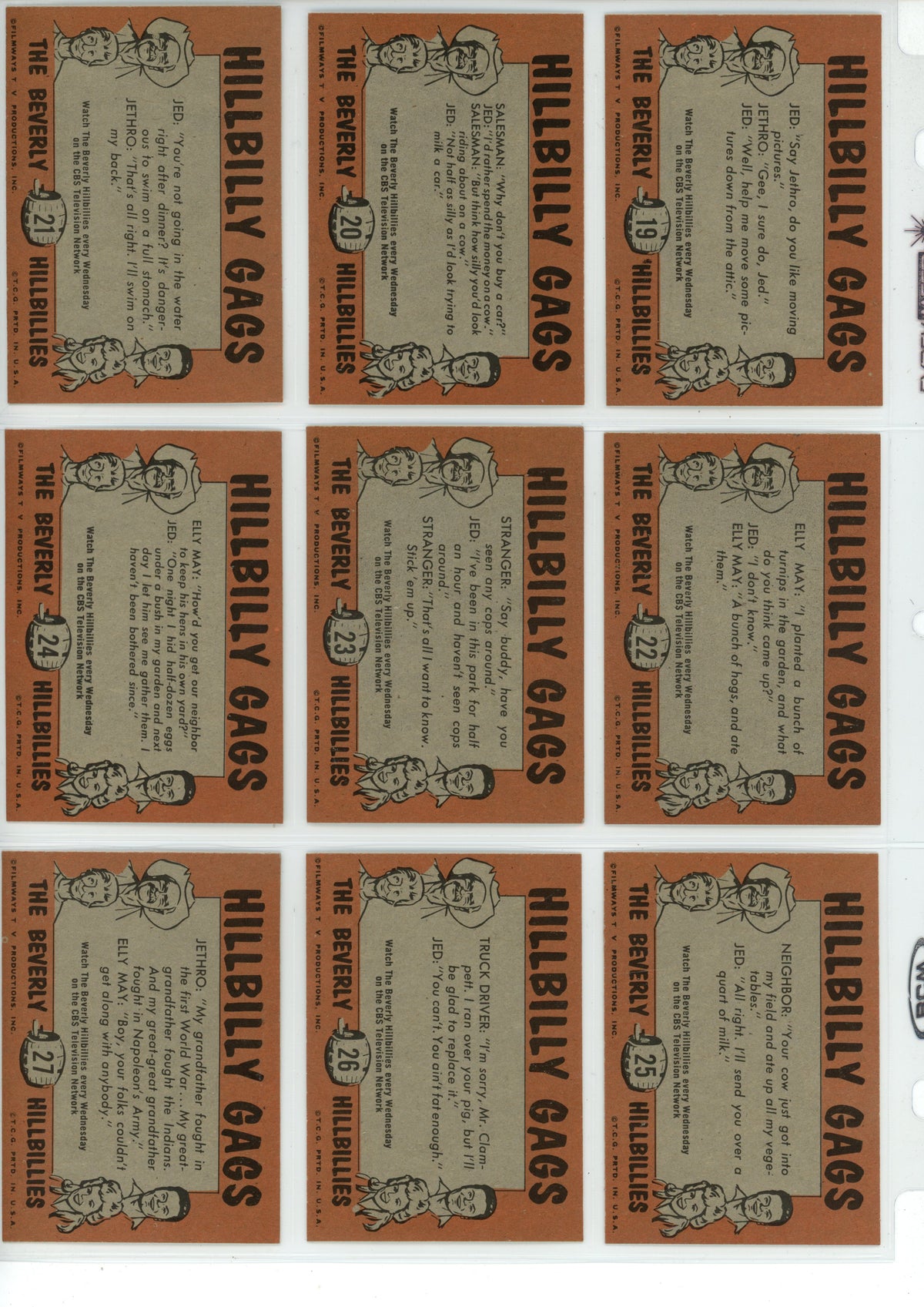 1963 Topps The Beverly Hillbillies Trading Card Complete Set (66 Cards) VG/EX Condition