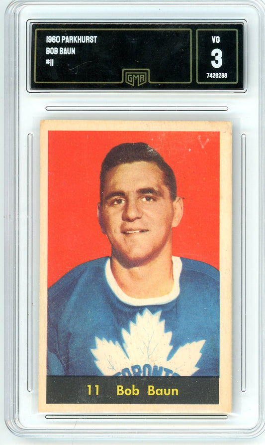 1960 Parkhurst Bob Baun Graded Card #11 GMA 3