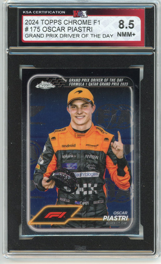 2024 Topps Chrome F1 Oscar Piastri Driver of the Day Graded Card #175 KSA 8.5