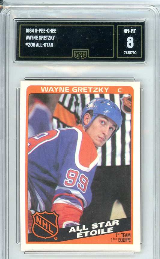 1984 O-Pee-Chee Wayne Gretzky #208 All-Star Graded Card GMA 8