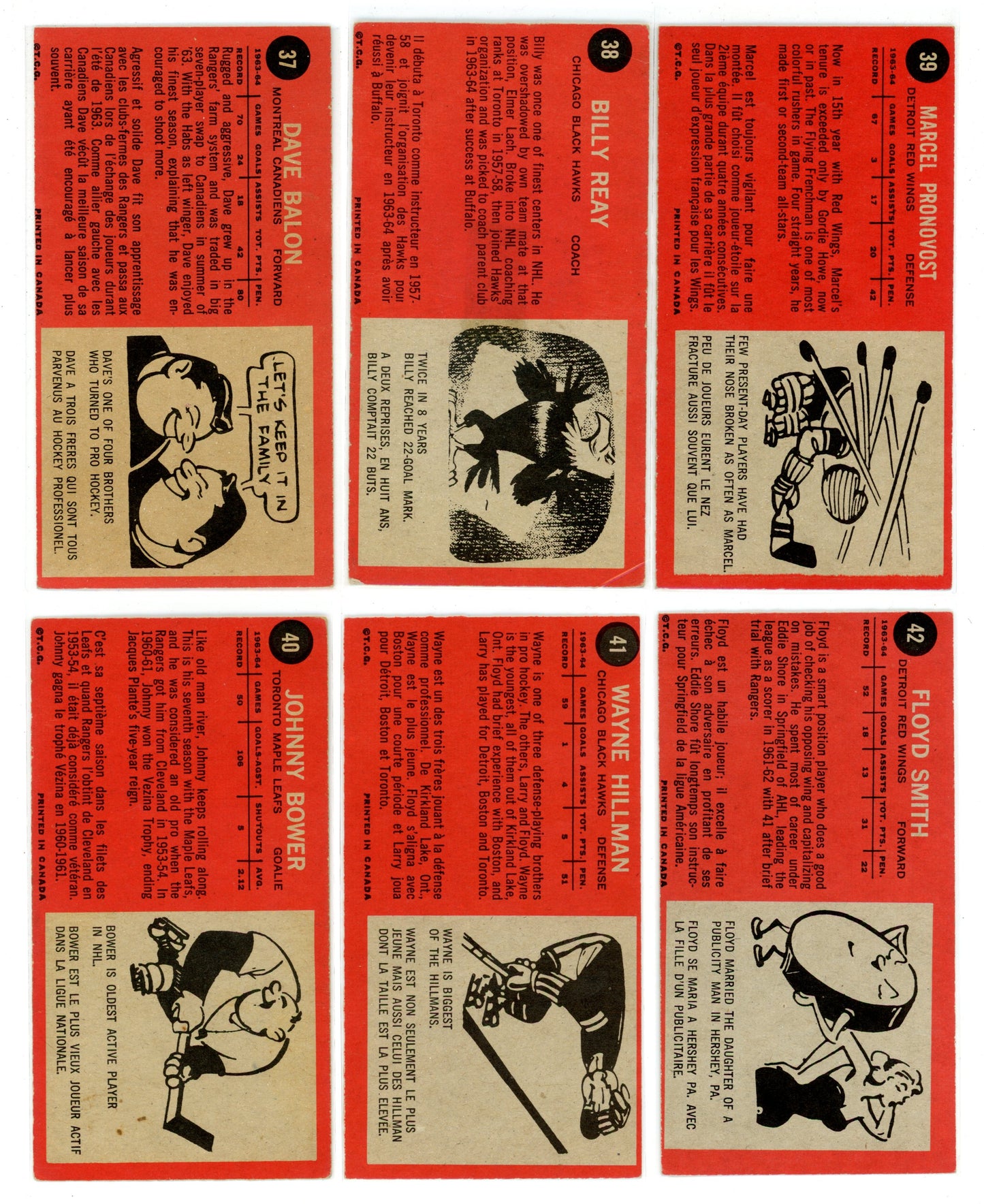 1964/65 Topps NHL Hockey "Tall Boys" Complete Set (110 Cards) VG/EX+ Condition