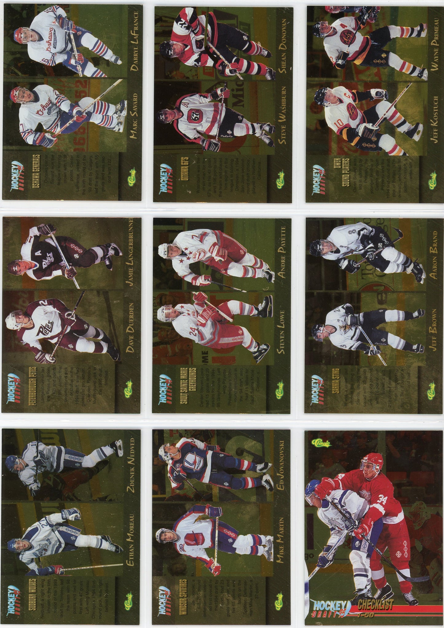 1995 Classic NHL Hockey Draft Gold Foil Complete Set (100 Cards) Rare!