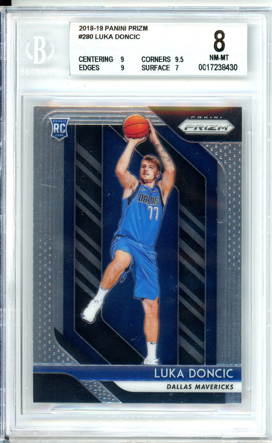 2018/19 Panini Prizm Luka Doncic Graded Rookie Card #280 BGS 8