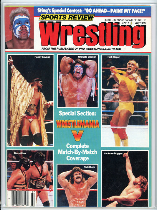 Sports Review Wrestling Vintage Magazine (July, 1989) Randy Savage, Ultimate Warrior, Hulk Hogan