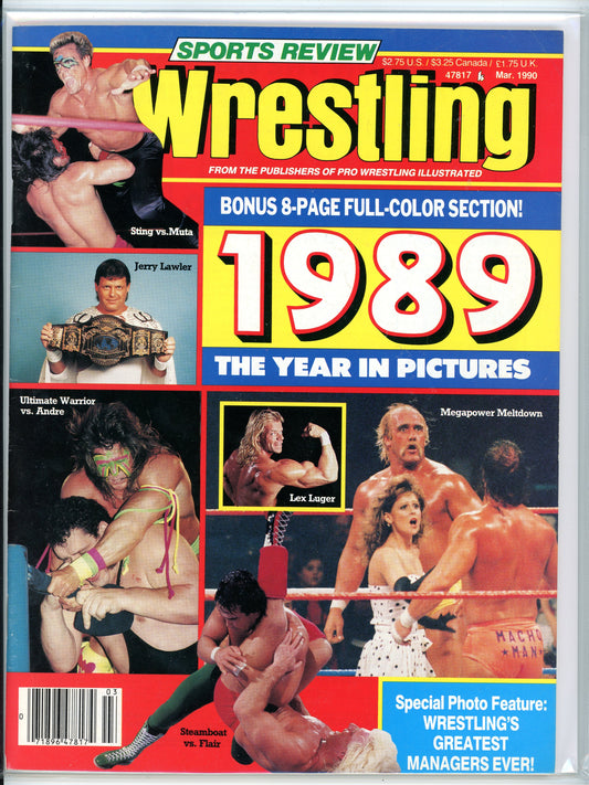 Sports Review Wrestling Vintage Magazine (May, 1990) Sting, Jerry Lawler, Ultimate Warrior