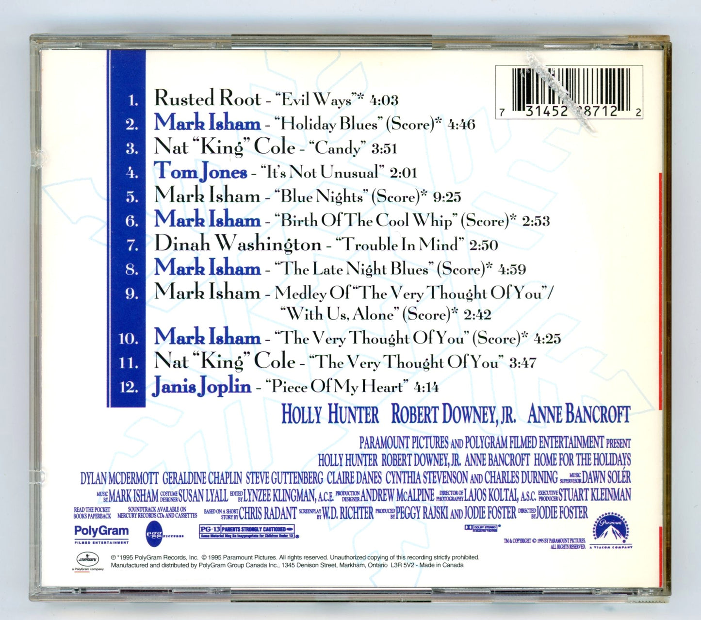 Home for the Holidays (1995) Motion Picture Soundtrack Vintage CD