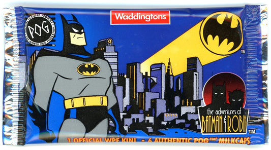 1995 Waddingtons The Adventures of Batman & Robin Pog Milkcaps Pack (6 Pogs)