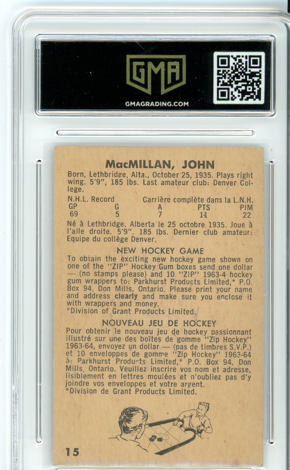 1983 Parkhurst John MacMillan #15 Rookie Card GMA 4
