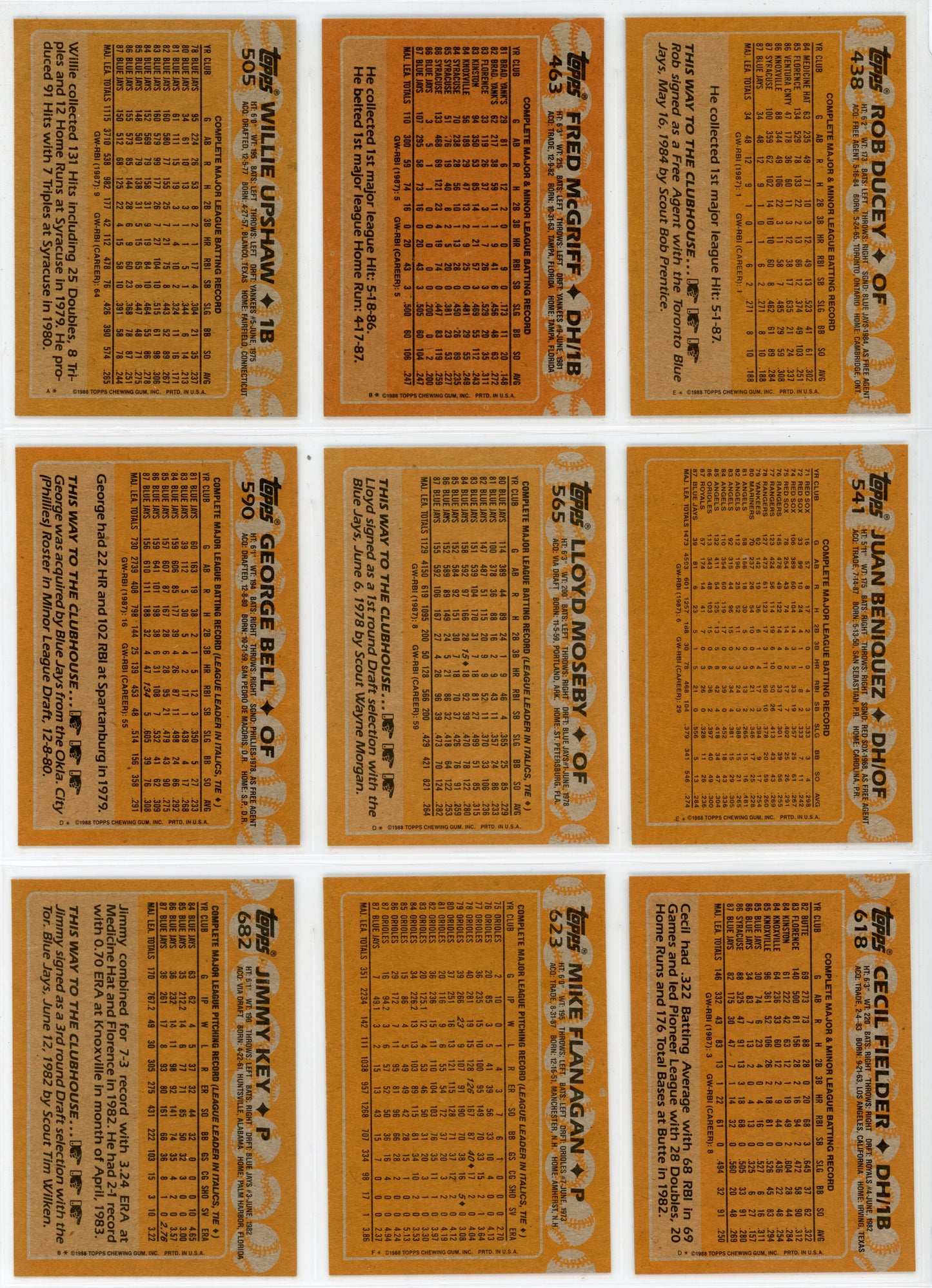 1988 Topps Vintage Toronto Blue Jays Team Set (32 Cards)