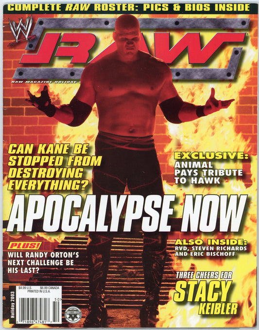 WWE Raw Vintage Wrestling Magazine (Holiday 2003) Kane Cover