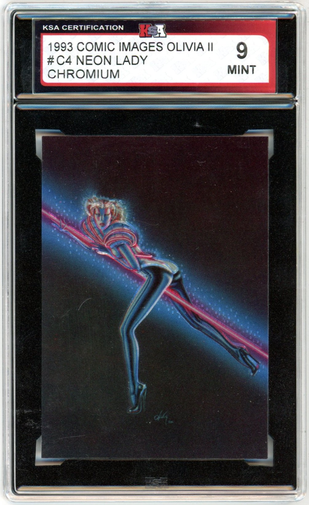1993 Comic Images Olivia II Neon Lady #C4 Chromium Graded Card KSA 9