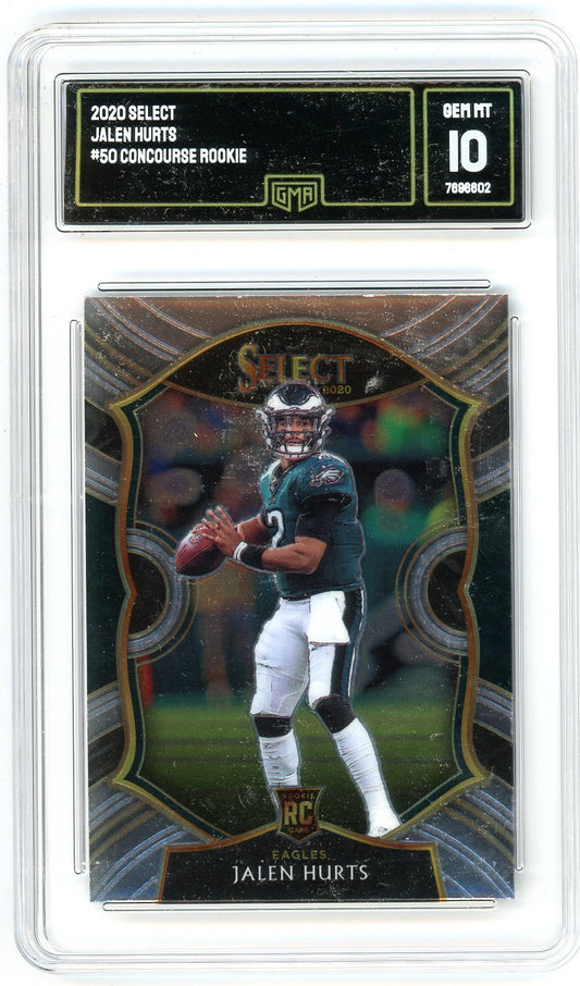 2020 Select Jalen Hurts Concourse Graded Rookie Card #50 GMA 10