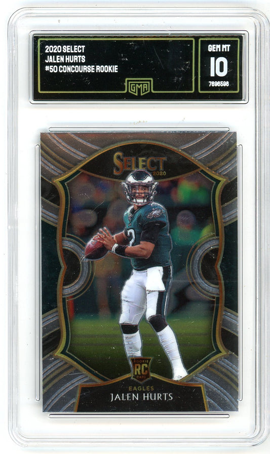 2020 Select Jalen Hurts Graded Rookie Card #50 GMA 10