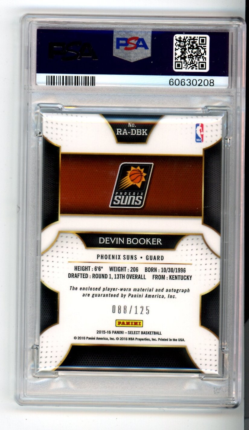 2015 Panini Select Devin Booker Rookie Autograph Materials PSA 9 - Only 125 Made!
