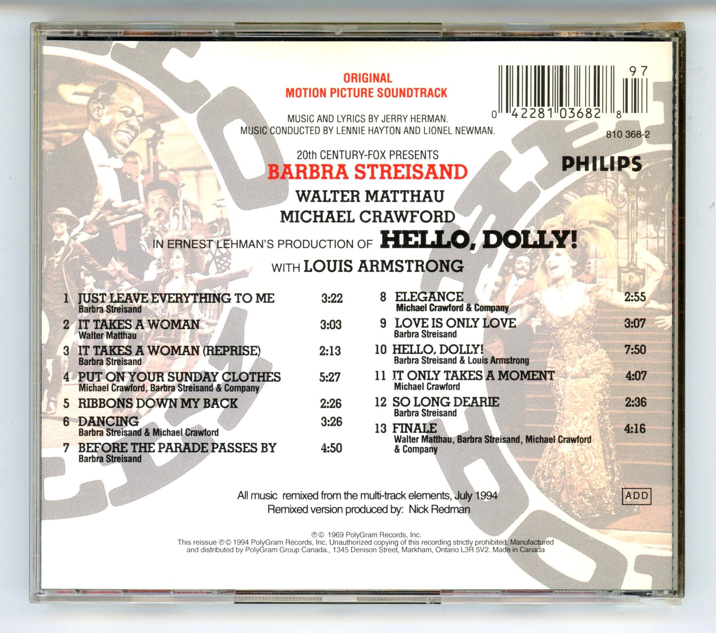 Hello, Dolly! (1969) Motion Picture Soundtrack Vintage CD
