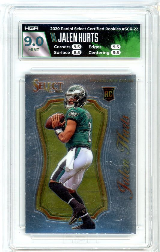 2020 Panini Select Jalen Hurts Certified Graded Rookie Card HGA 9