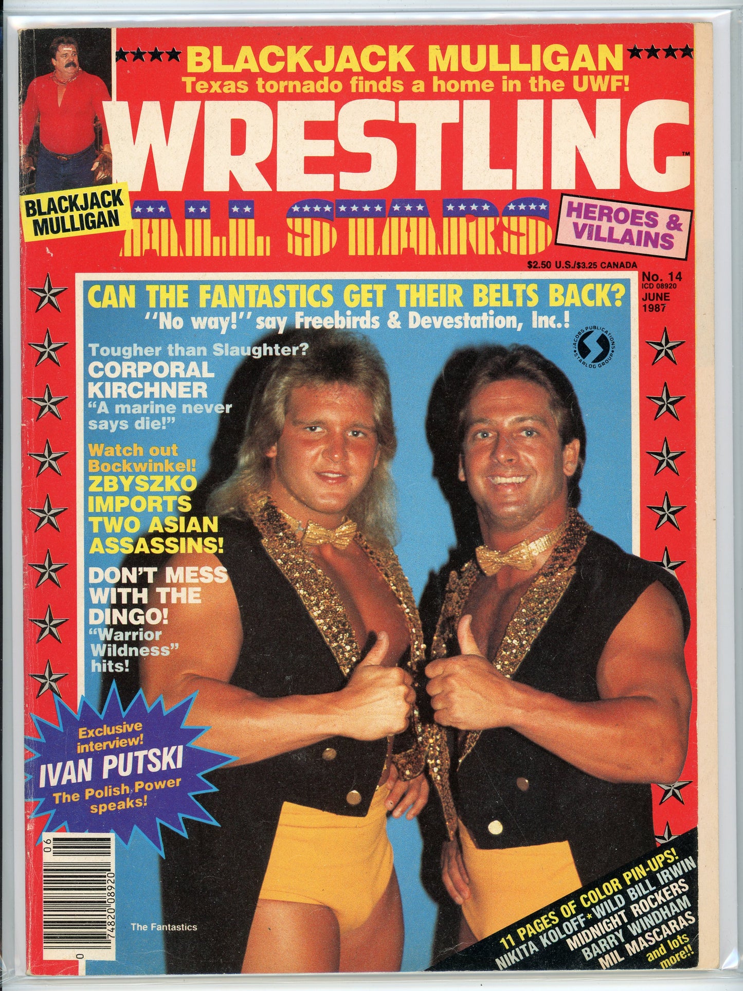 Wrestling All Stars Heroes & Villains Vintage Magazine (June, 1987) Bobby Fulton, Tommy Rogers