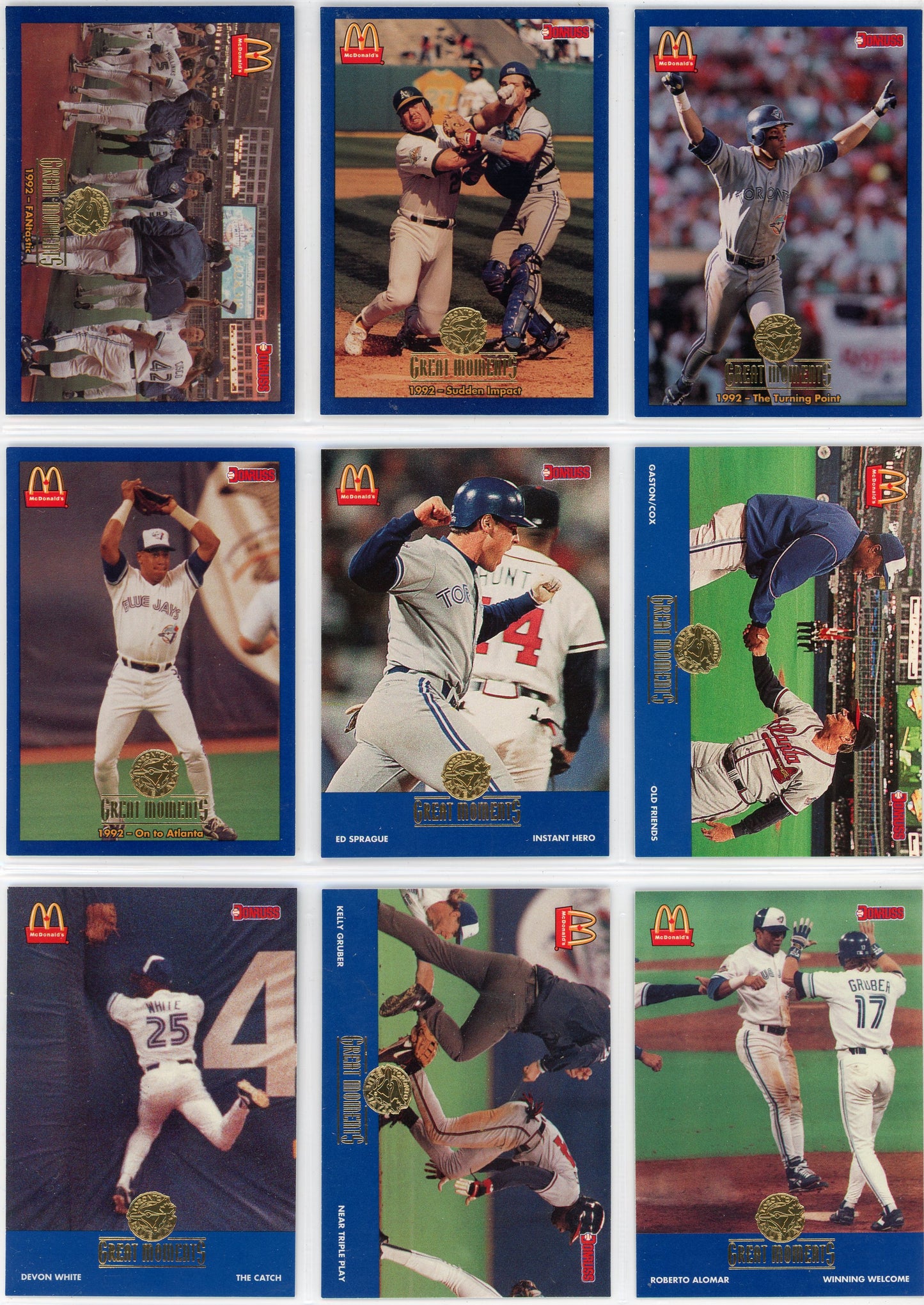 1993 Leaf McDonald's Toronto Blue Jays Great Moments Complete Set (36 Cards)