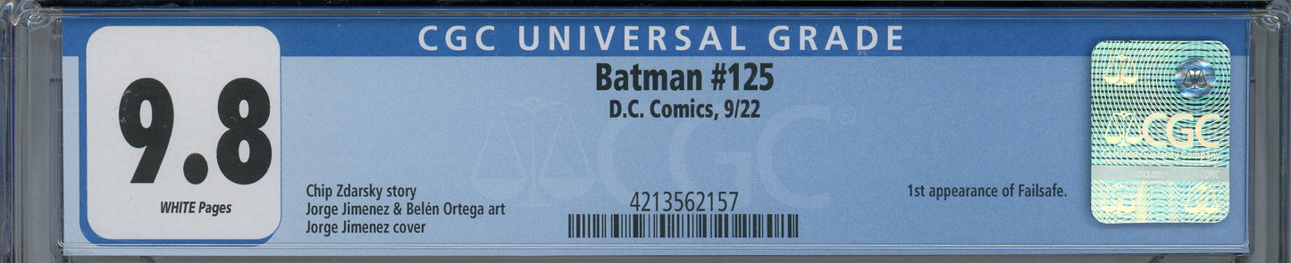 2022 DC Comics Batman #125 Graded Comic Book CGC 9.8 1st Failsafe Appearance *READ*