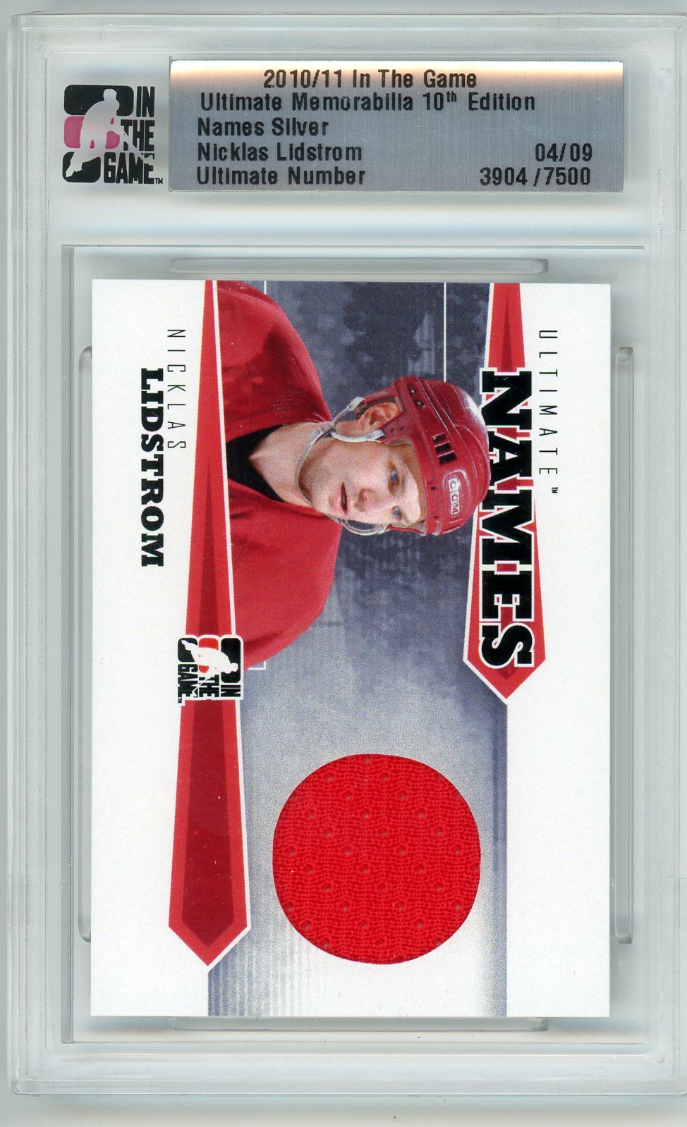 2010/11 In The Game Nicklas Lidstrom 10th Edition Graded Jersey Card ITG