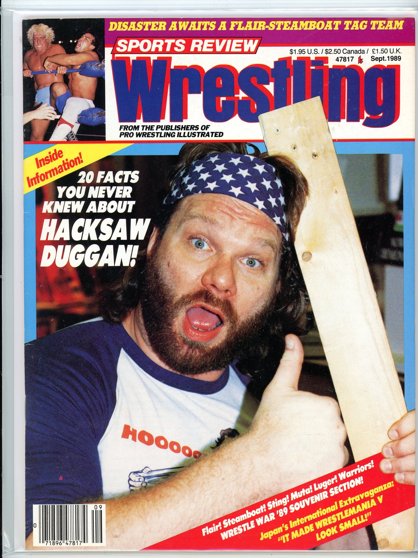 PWI Sports Review Wrestling Vintage Magazine (September, 1989) "Hacksaw" Jim Duggan