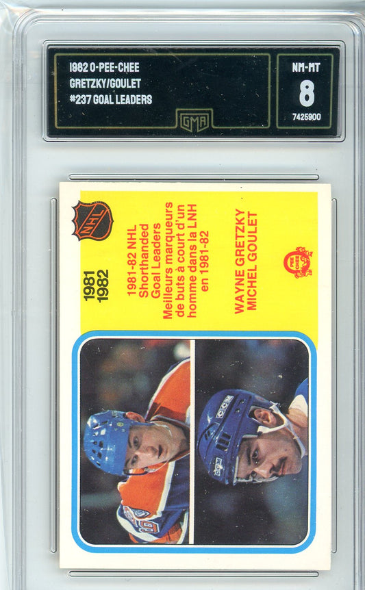 1982 OPC Gretzky/Goulet #237 Goal Leaders Card GMA 8