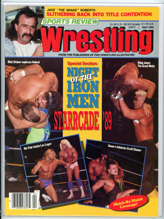 PWI Sports Review Wrestling Vintage Magazine (April, 1990) Rick Steiner, Sting, Ric Flair