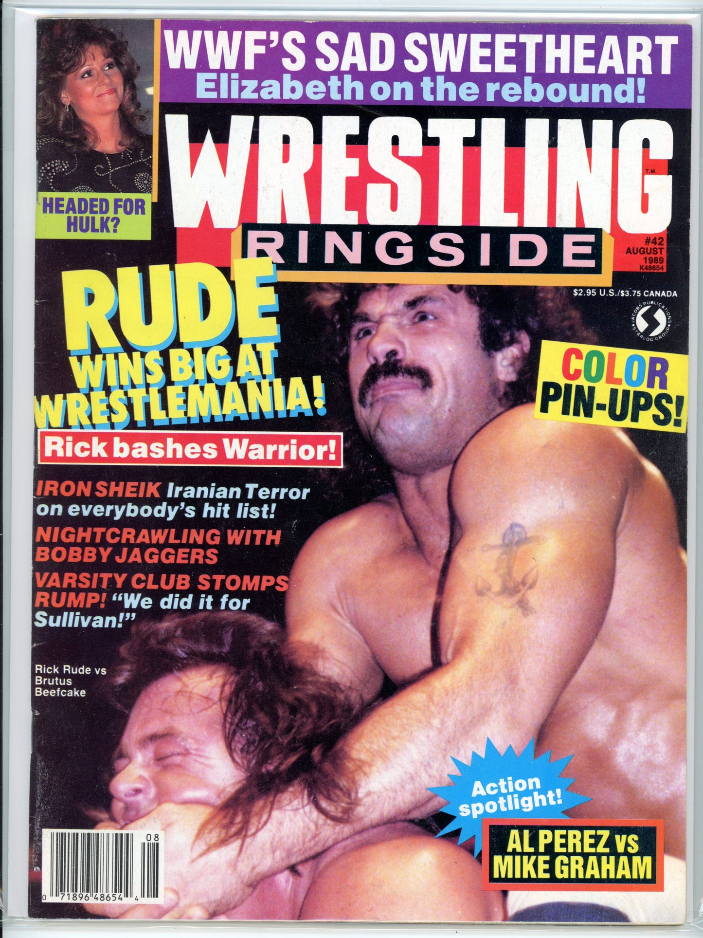 Wrestling Ringside Vintage Magazine (August, 1989) Rick Rude, Ultimate Warrior