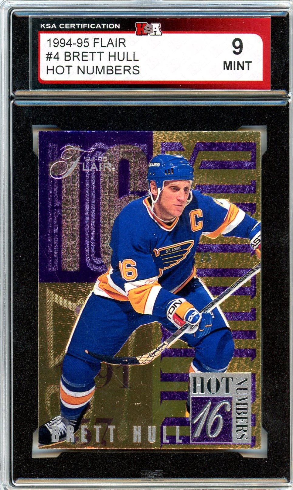 1994/95 Flair Brett Hull Hot Numbers Graded Card #4 KSA 9