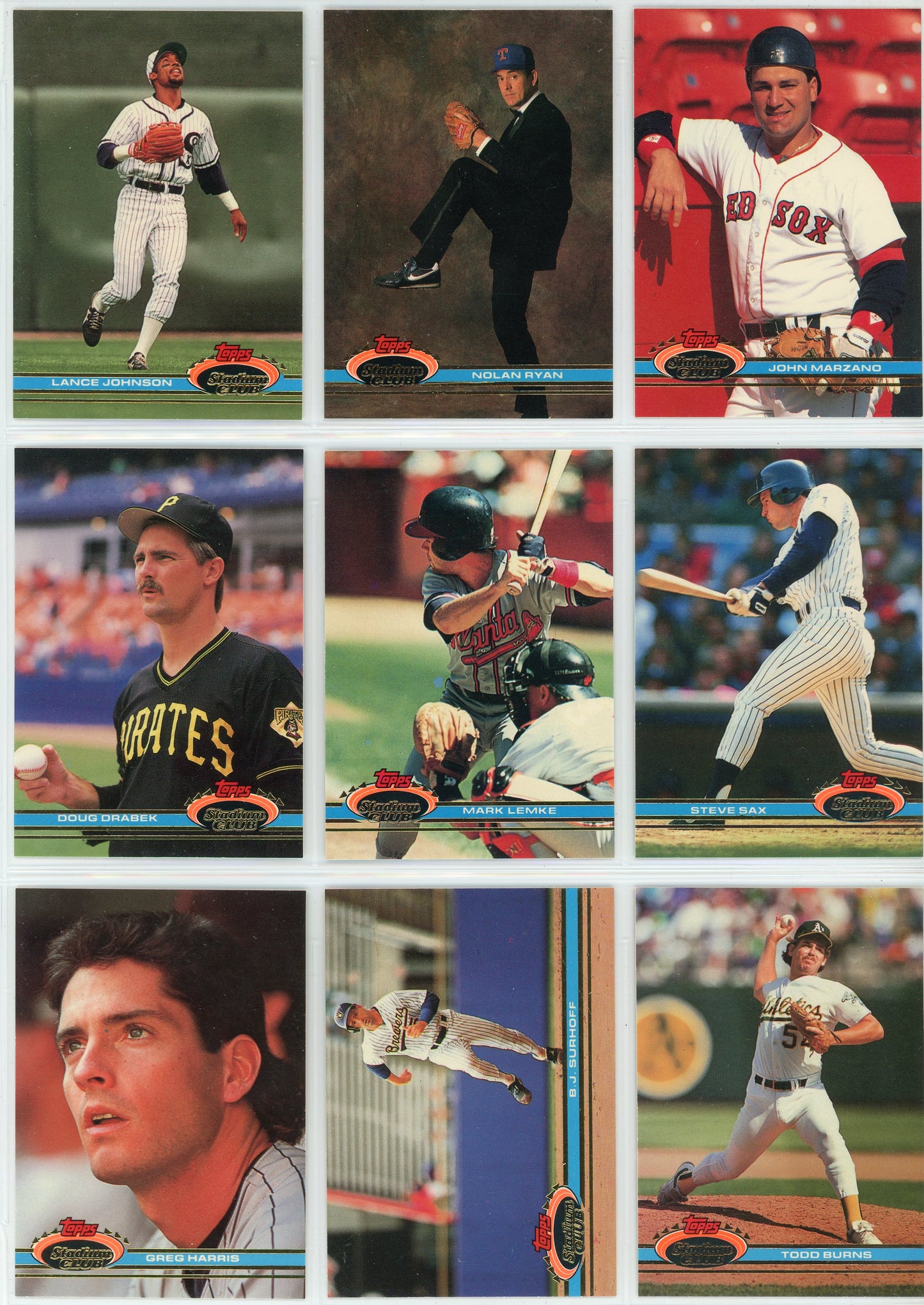 1991 Topps Stadium Club MLB Baseball Card Series 1 Set (300 Cards)