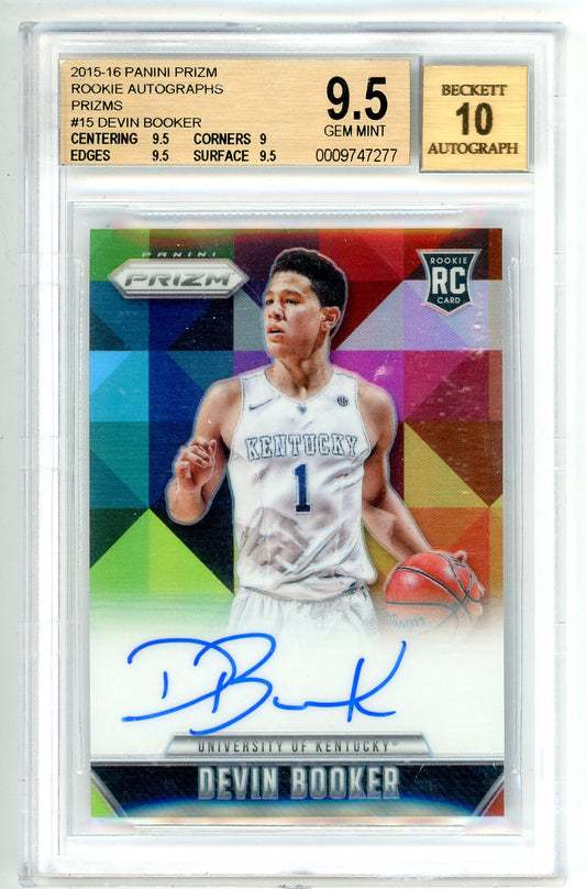 2015/16 Panini Prizm Devin Booker Autograph Graded Rookie /25 Card BGS 9.5