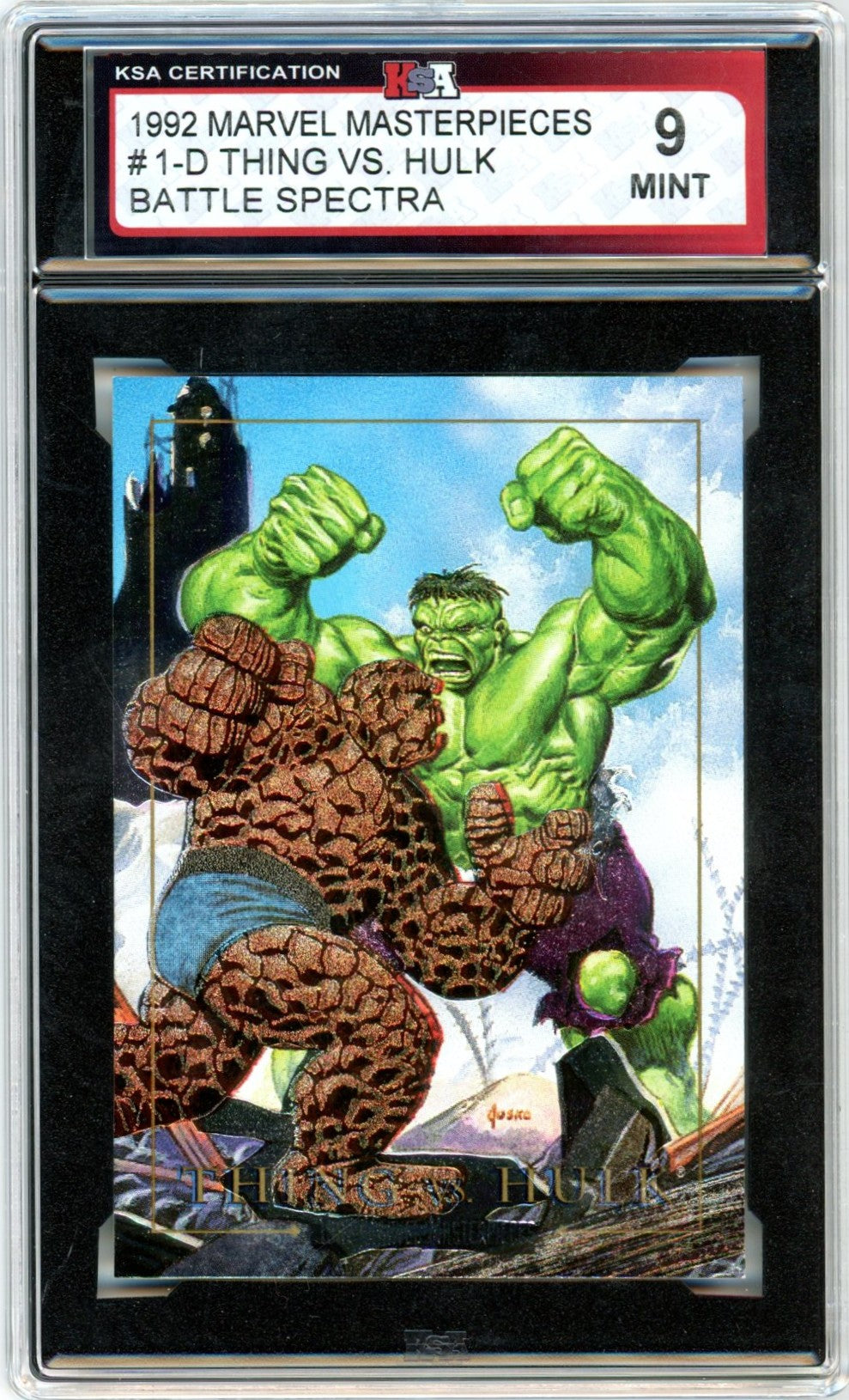 1992 Marvel Masterpieces Thing vs. Hulk #1-D Battle Spectra Graded Card KSA 9