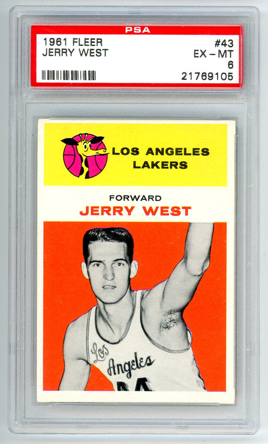 1961 Fleer Jerry West Graded Basketball Rookie Card #43 PSA 6