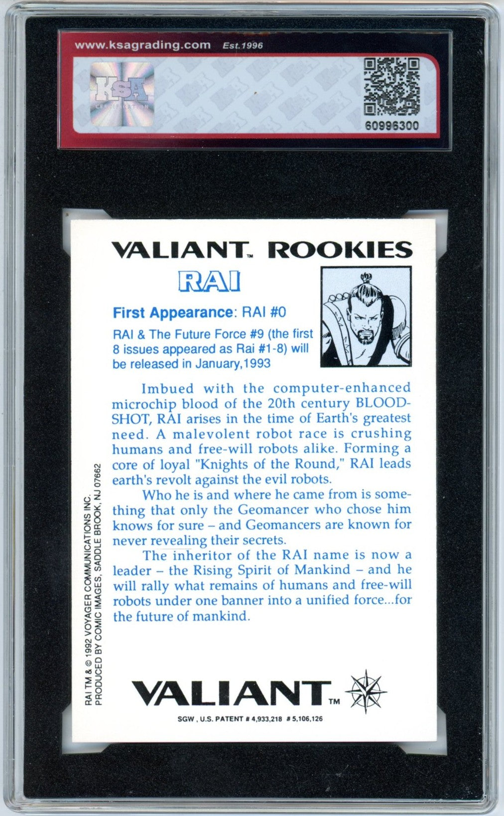 1992 Comic Images Unity Rai Valiant Rookies Chromium Graded Card KSA 10