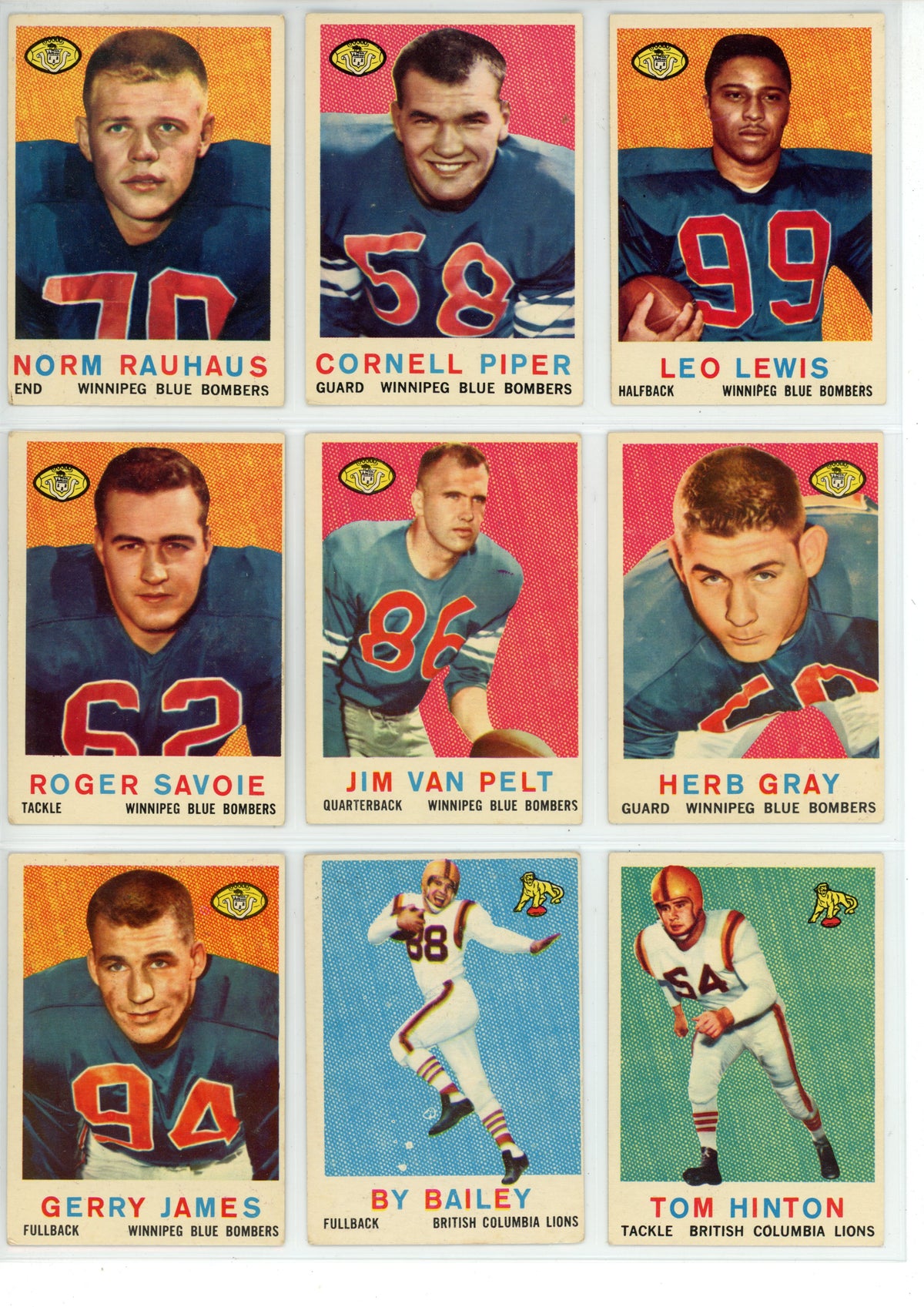 1959 Topps CFL Canadian Football Complete Set (88 Cards) EX+ Condition