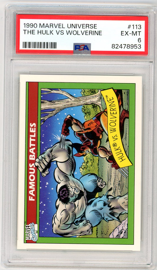 1990 Marvel Universe The Hulk vs. Wolverine Graded Card #113 PSA 6