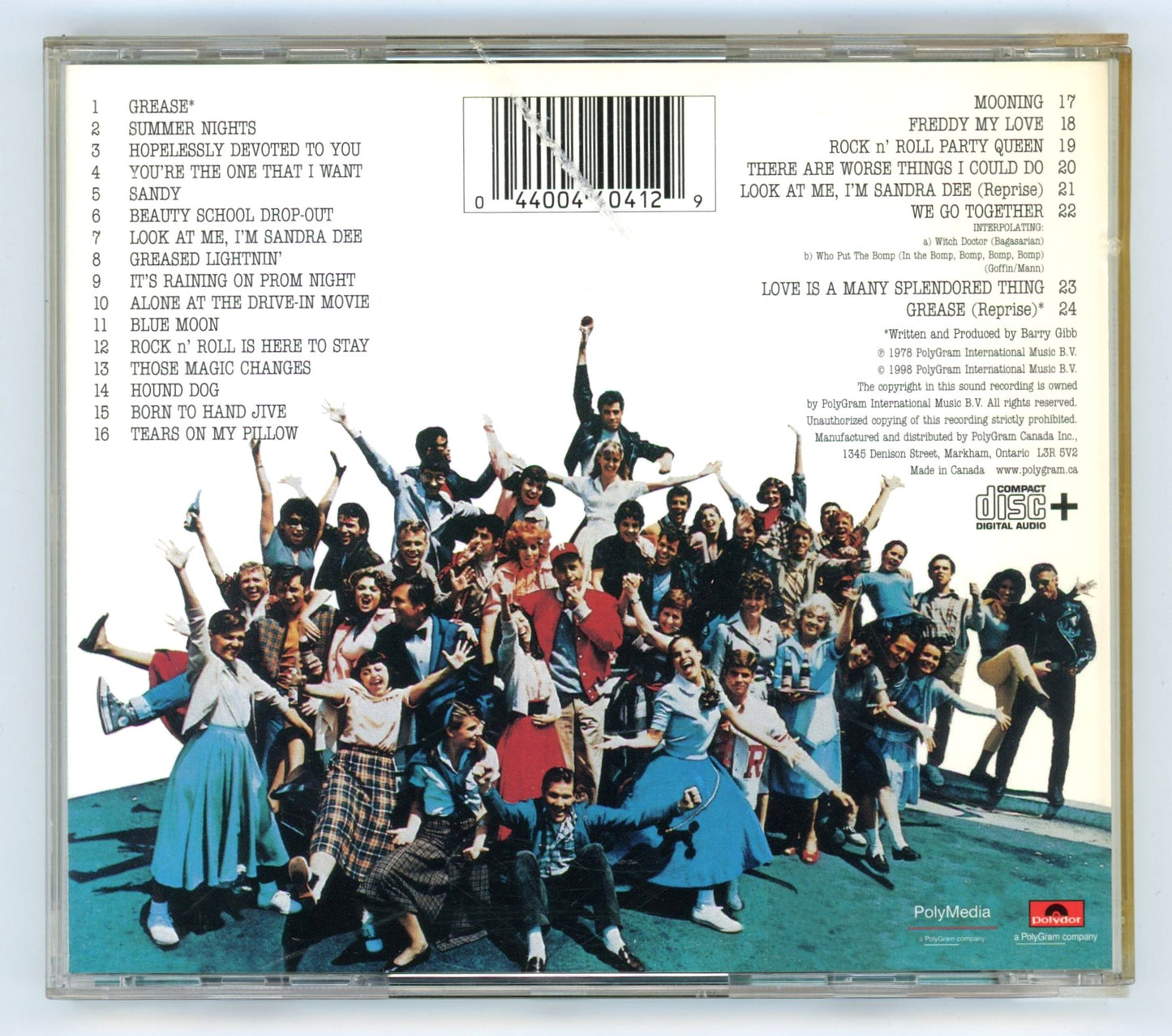 Grease (1978) Motion Picture Soundtrack Vintage CD 1998 Edition