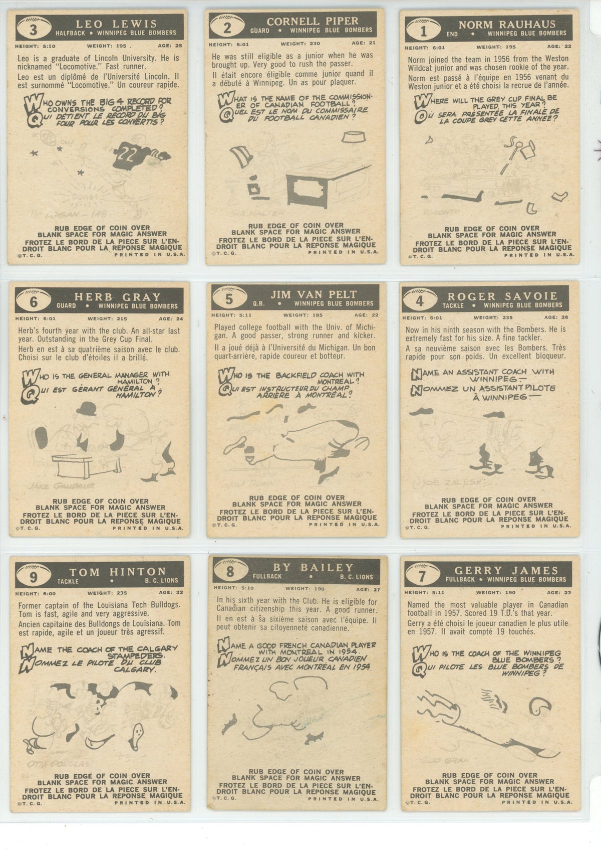 1959 Topps CFL Canadian Football Complete Set (88 Cards) EX+ Condition