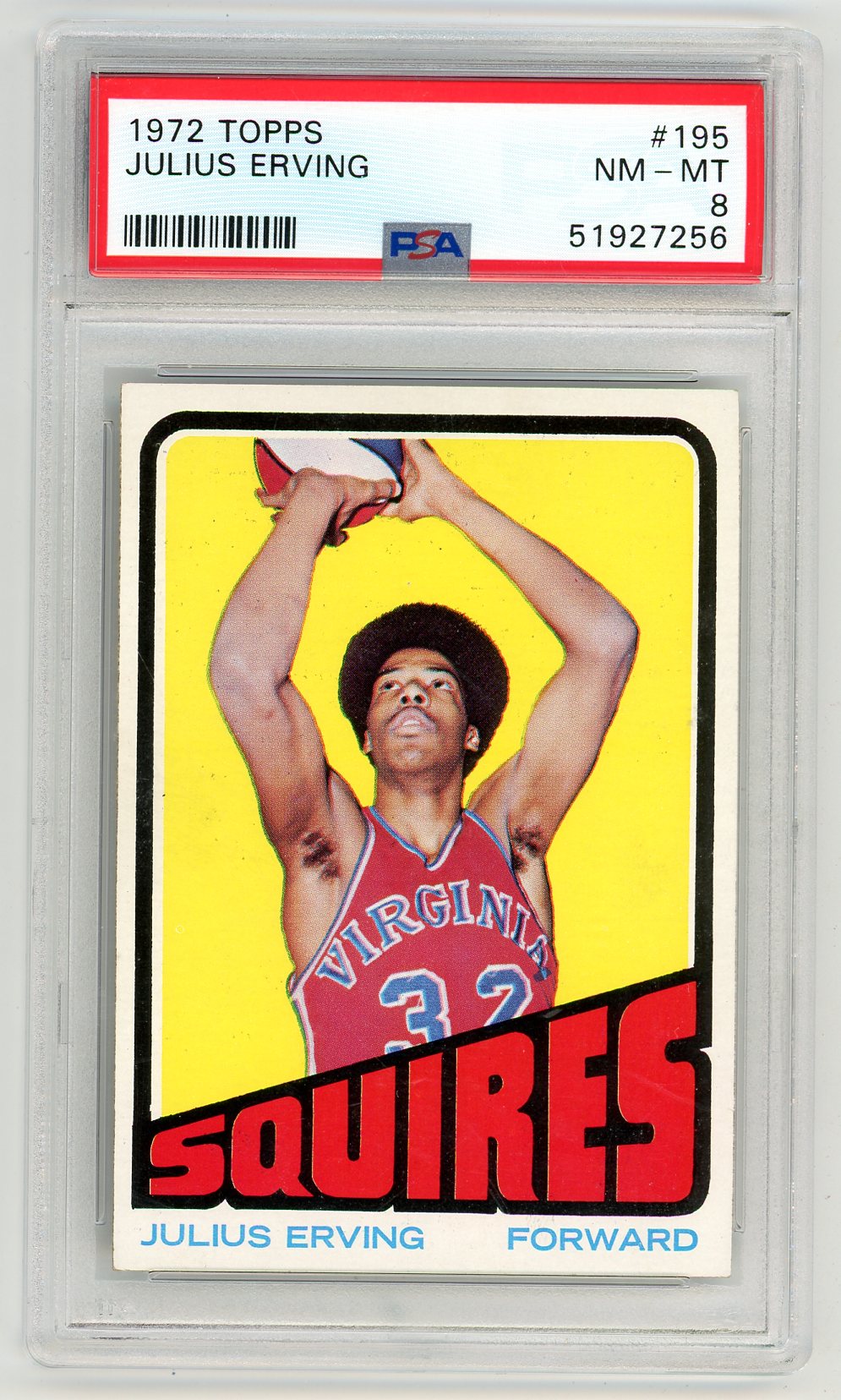 1972 Topps Julius Erving "Dr J" Graded Basketball Rookie Card #195 PSA 8