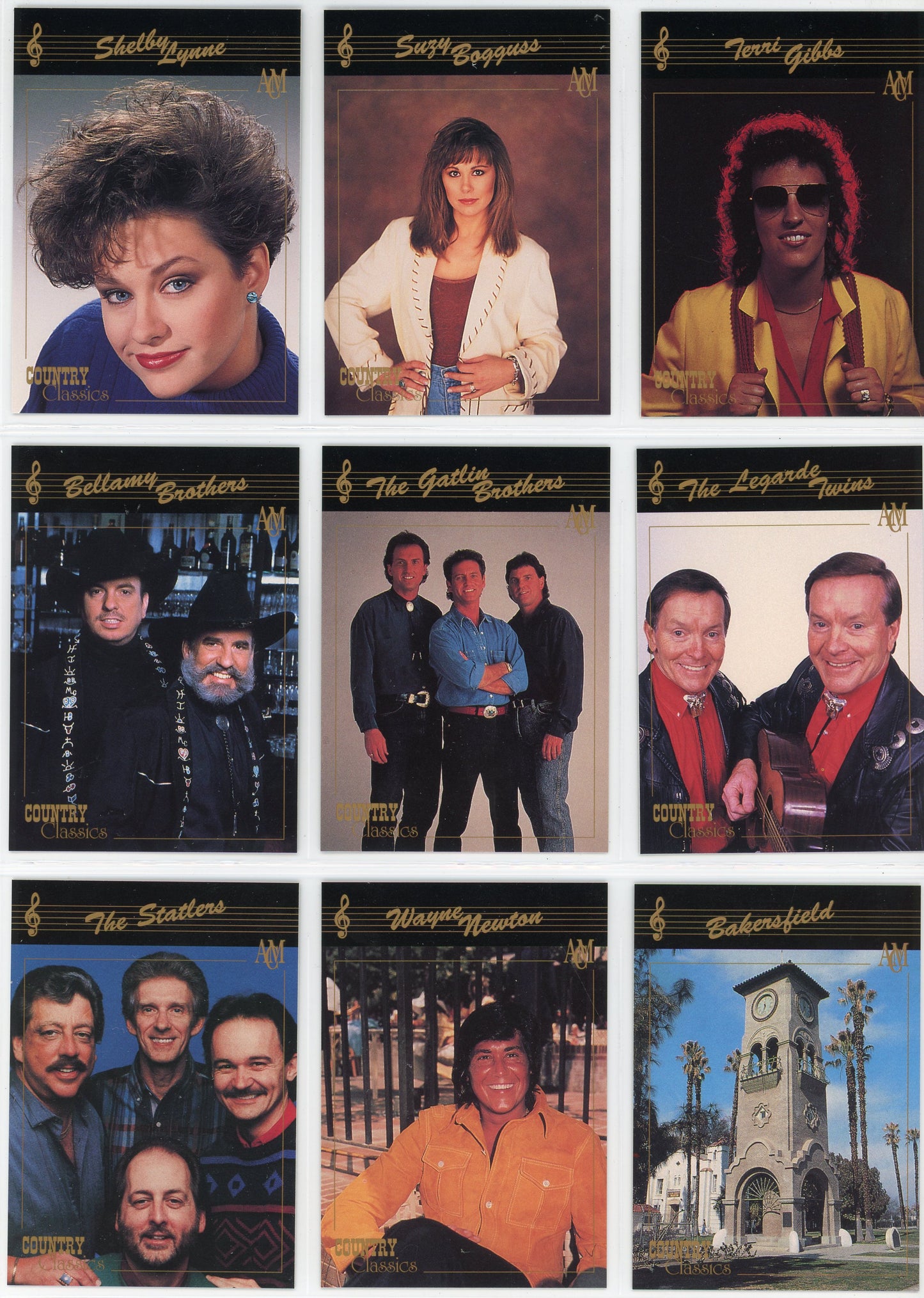 1992 Collect-A-Card Country Classics Complete Set (100 Cards) Country Music Series
