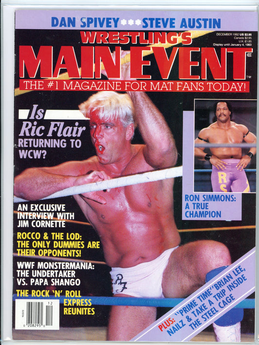 Wrestling's Main Event Vintage Magazine (December, 1992) Ric Flair